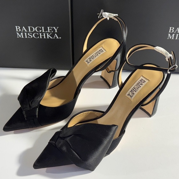 Badgley Mischka Women's Alease Pointed Toe Block Heels, black 8.5 NEW - Picture 1 of 10